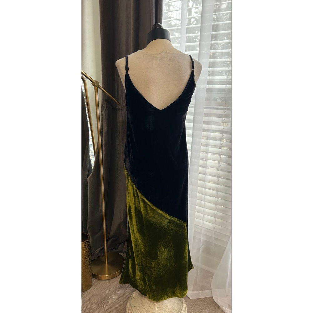 Frnch Engy Velvet Color Block Slip Midi Dress Size Small Cocktail - Picture 7 of 10